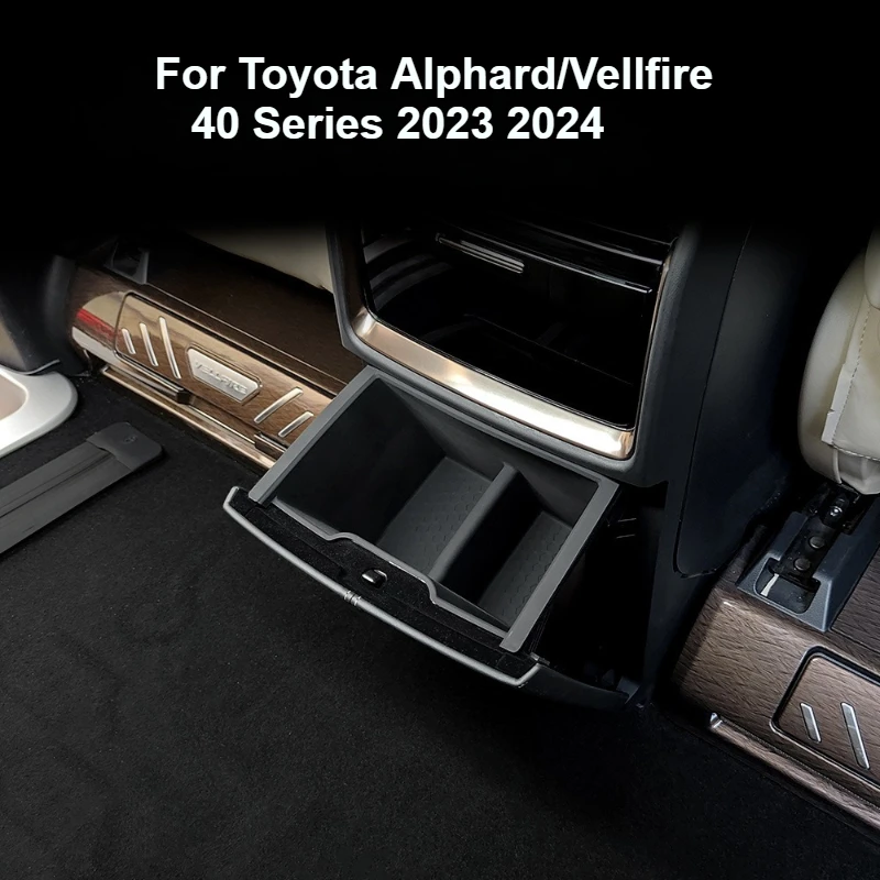

For Toyota Alphard/Vellfire 40 Series 2023 2024 Rear Armrest Air Outlet Storage Box ABS Silicone Waterproof Car Organizer