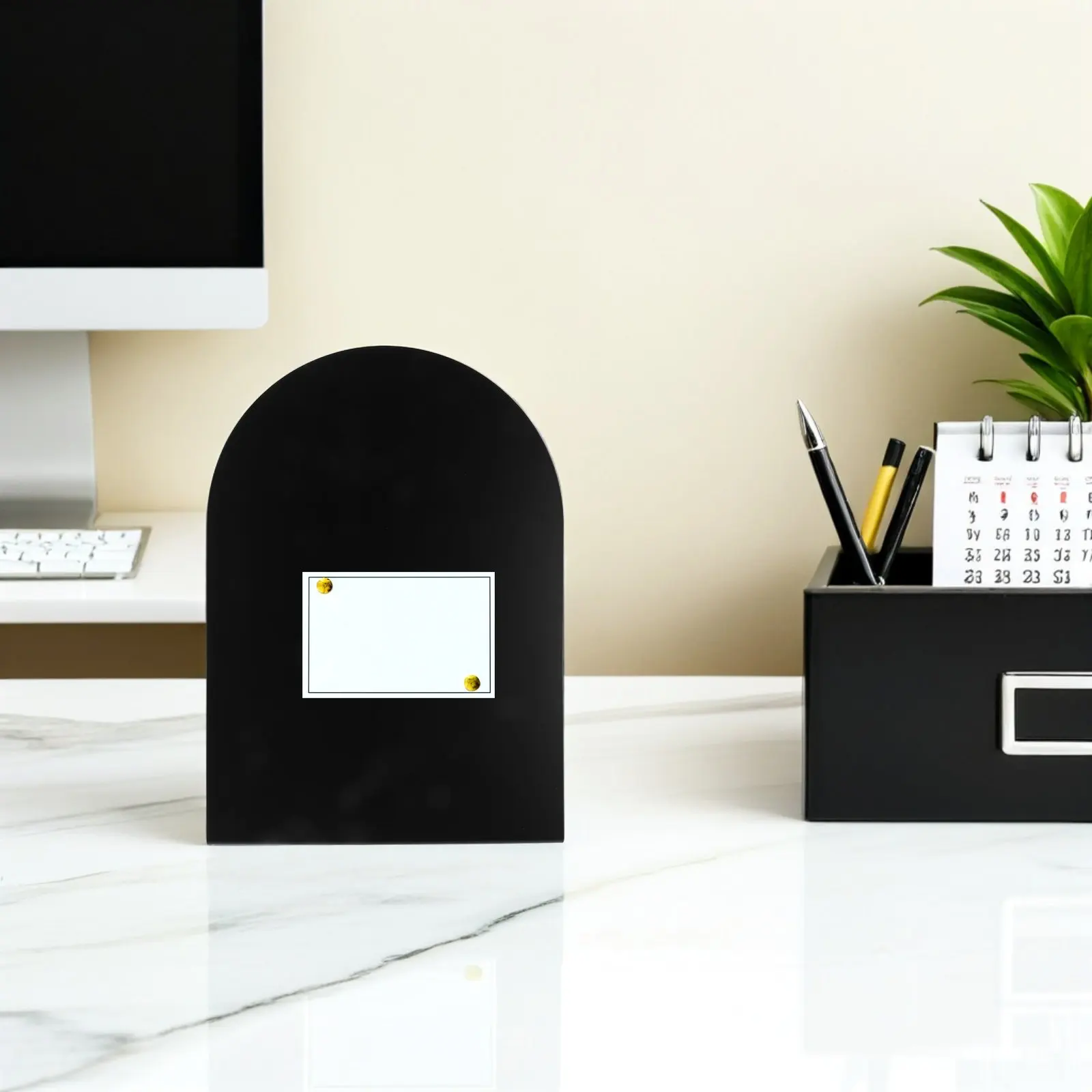 Stylish Magnetic Memo Board Desktop Standing Bulletin Board for Office Home Decor Organizer Message Reminder Iron Frame Black
