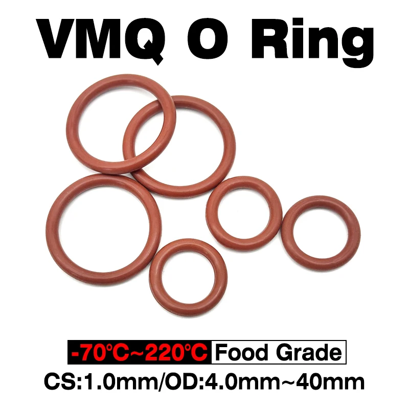Red Vmq O-Rings 50 …