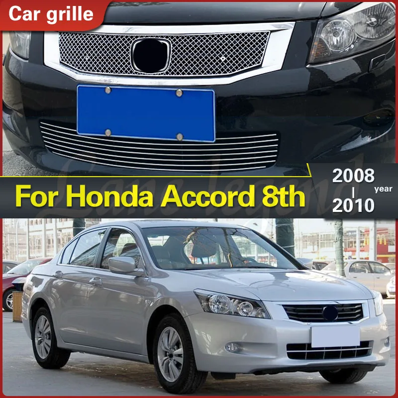 

For Honda Accord 8th 2008-2010 High-quality Stainless Steel Front Center Racing Mesh Bumper Grills Billet Grille Cover Body Kit