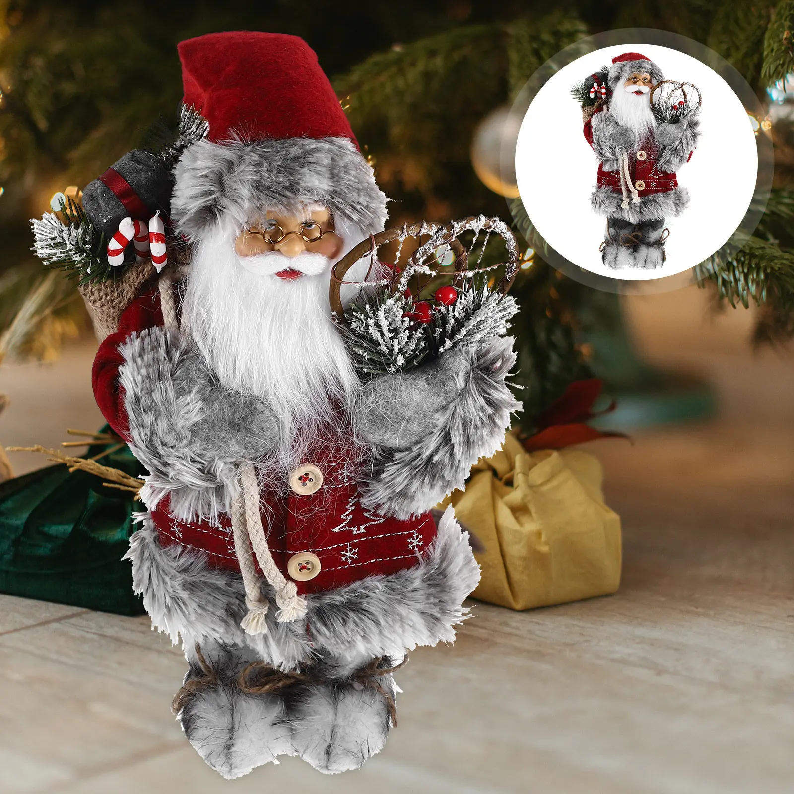

Рождественская статуэтка Санта-Клауса с яркими деталями, украшение для рождественского стола, праздничный декор, фигурка Санта-Клауса для вечеринки