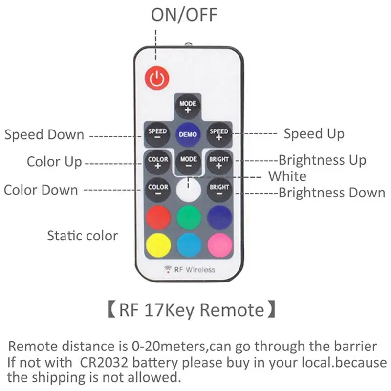 HRBAJ-20X RF17 Keys Remote DC 12V Wireless SATA RGB Controller For PC Computer Case 5050 RGB LED Strip Light