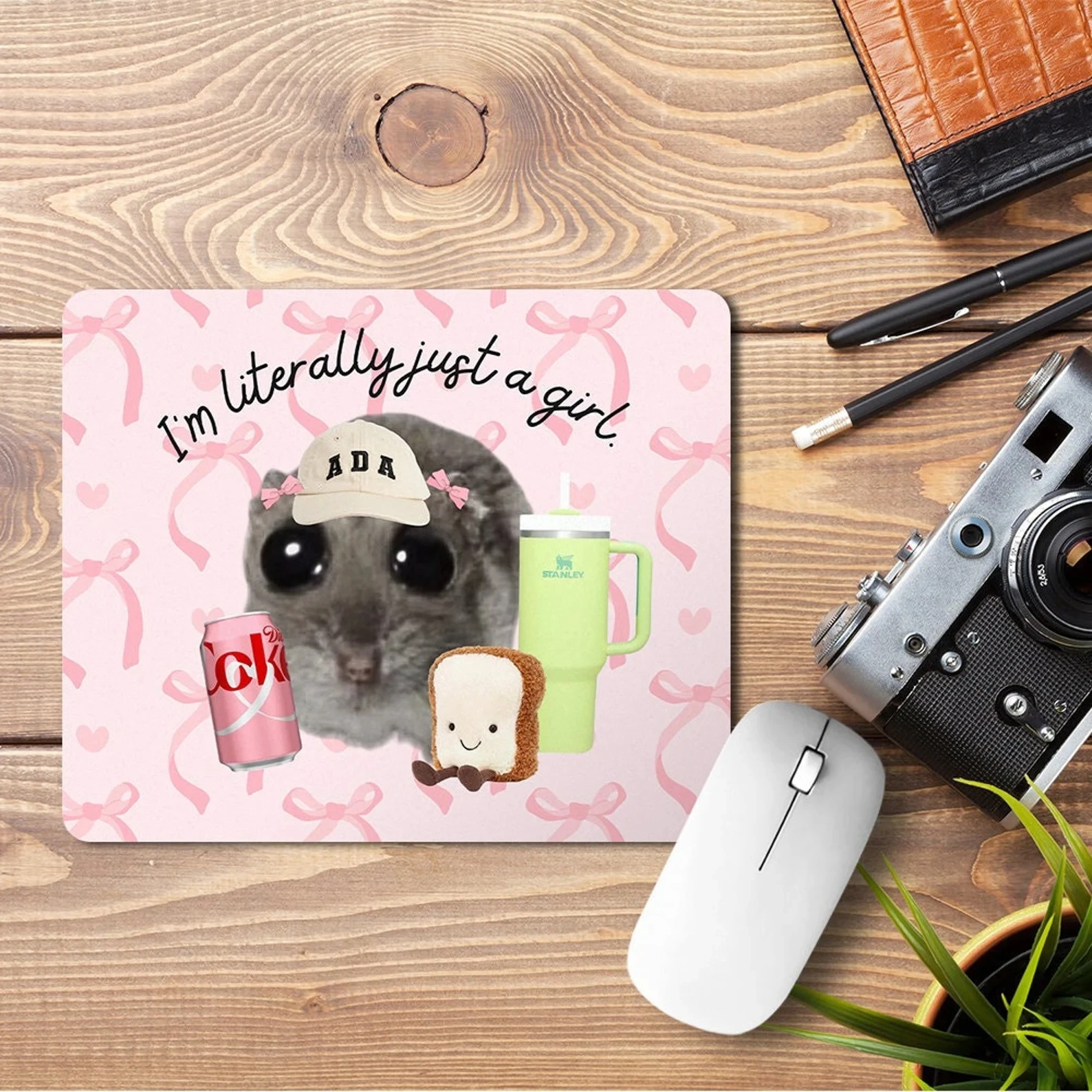 Mouse pad 1pc Rectangular mouse Funny Hamster Meme Office Desk Accessory Durable Large 20x25cm Mats Work Colleague