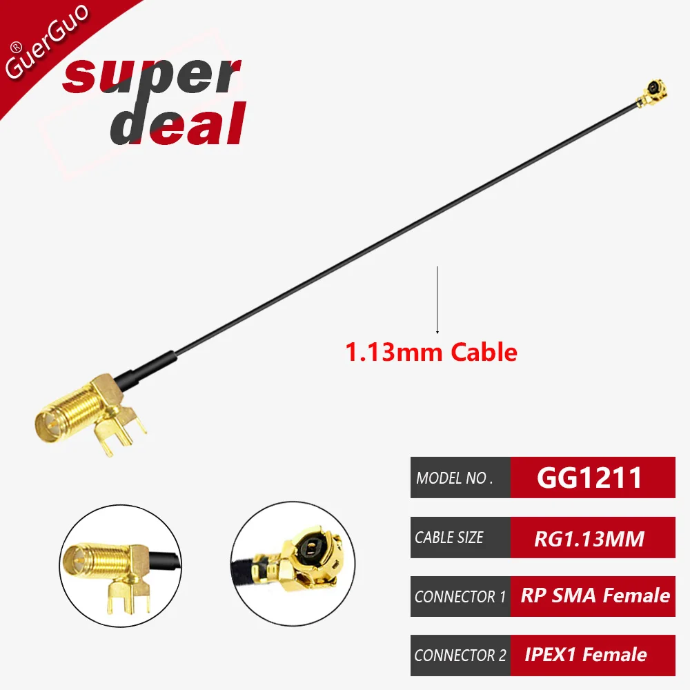 Kabel IPX 1,13 MM SMA żeński do montażu na panelu PCB do u.FL IPX IPX1/IPX4 UHF4 żeńska antena WIFI RF koncentryczny przedłużacz pigtailowy