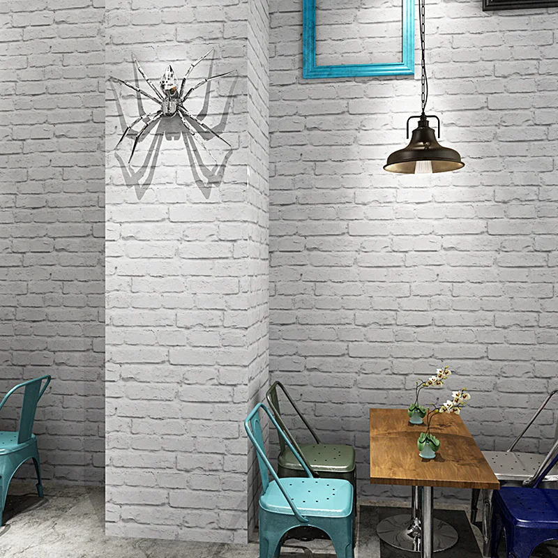 

3D three-dimensional nostalgic brick white brick wallpaper restaurant background milk tea clothing store white brick wallpaper