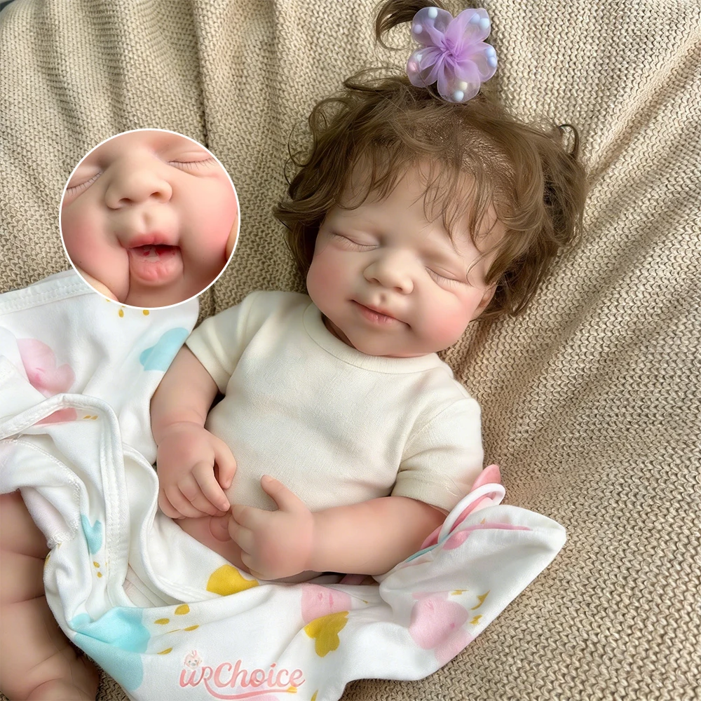 

19-дюймовая милая маленькая девочка Pascale с укорененными волосами, полностью мягкая реалистичная силиконовая утяжеленная кукла Reborn для пожилых людей