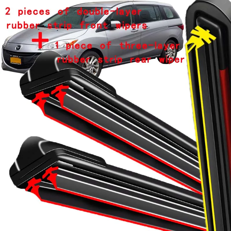 

For Mazda 5 Premacy MK2 MK3 MPV 2005-2017 2006 2007 Wiper Front & Rear Wiper Blades Windshield Windscreen Brushes 26"+16"+12"