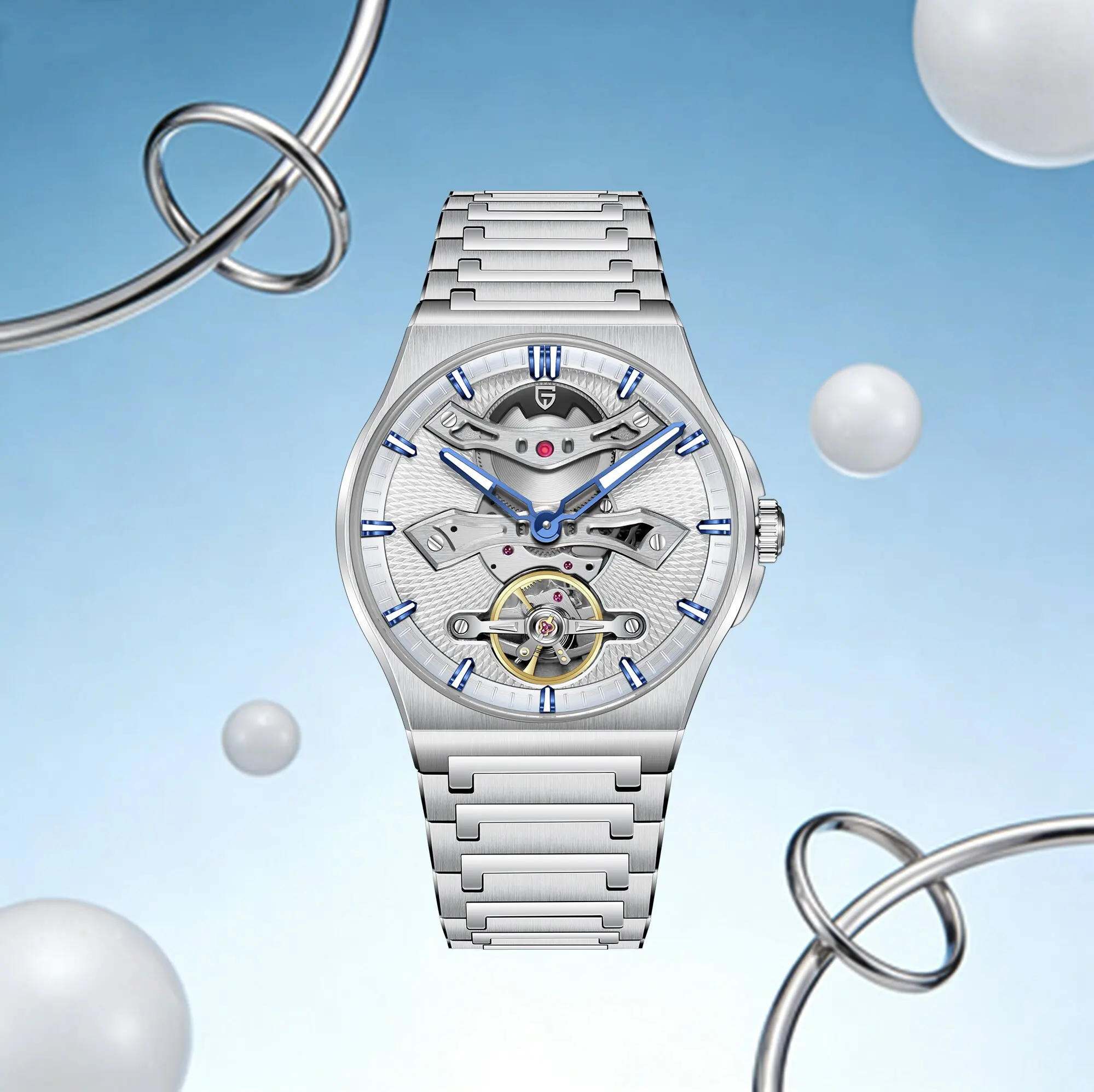 PAGANI DESIGN Top Men's Automatic Mechanical Watch Plain Simple High-End Stainless Steel Sapphire Glass Mirror Tourbillon Watch
