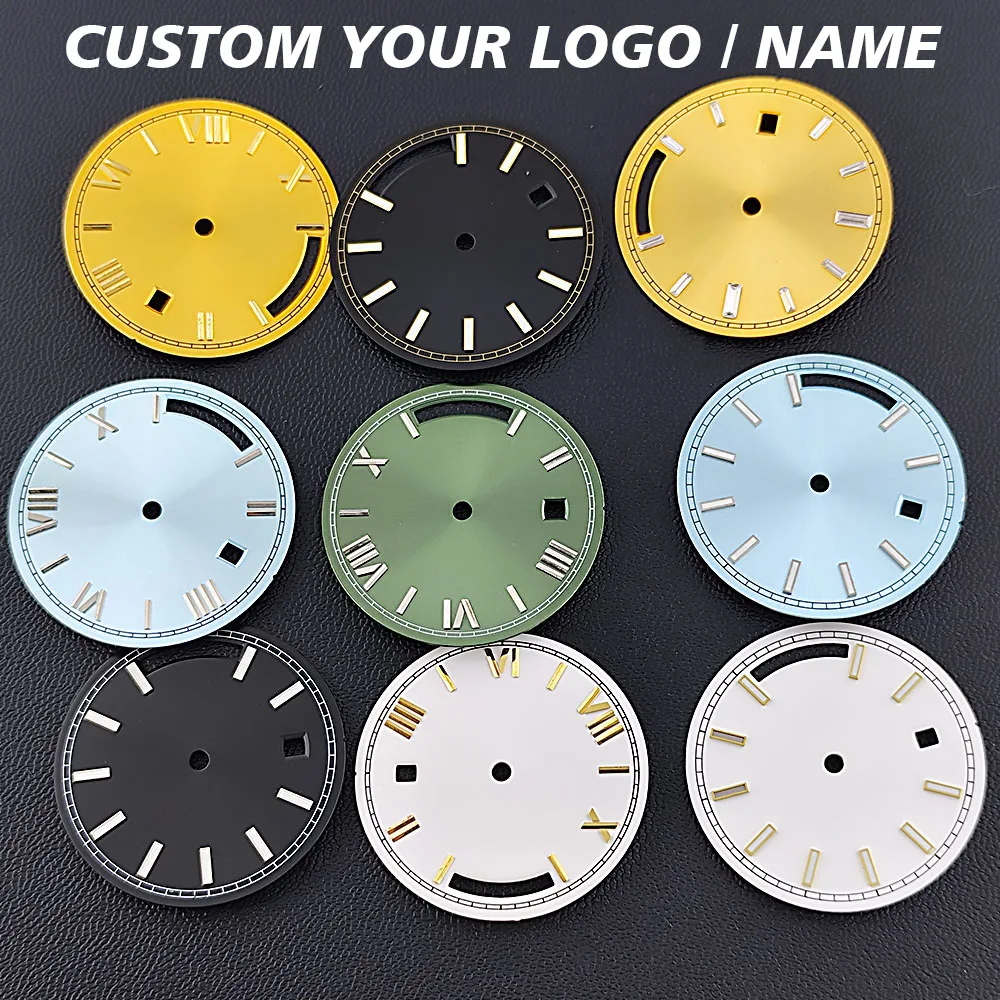 31MM diameter green/blue/gold/white calendar frame luminous dial Collocation pointer for 8285 movement watch accessories hands