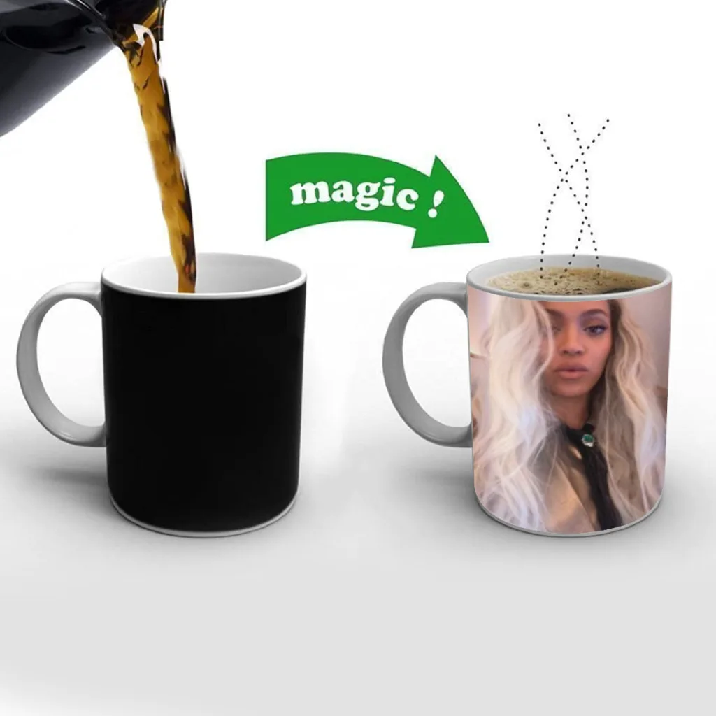 Singer B-Beyonce One Piece Coffee Mugs And Mug Creative Color Change Tea Cup Ceramic Milk Cups Novelty Gifts