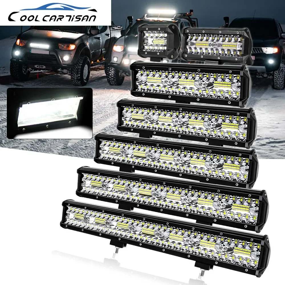 4/7/9/12/15/20 Inch Lichtbalk Led Diode Led Spotlight Straal Led 12V 24V 6000K 4X4 Off Road Accessoires Voor Auto Truck Atv Suv