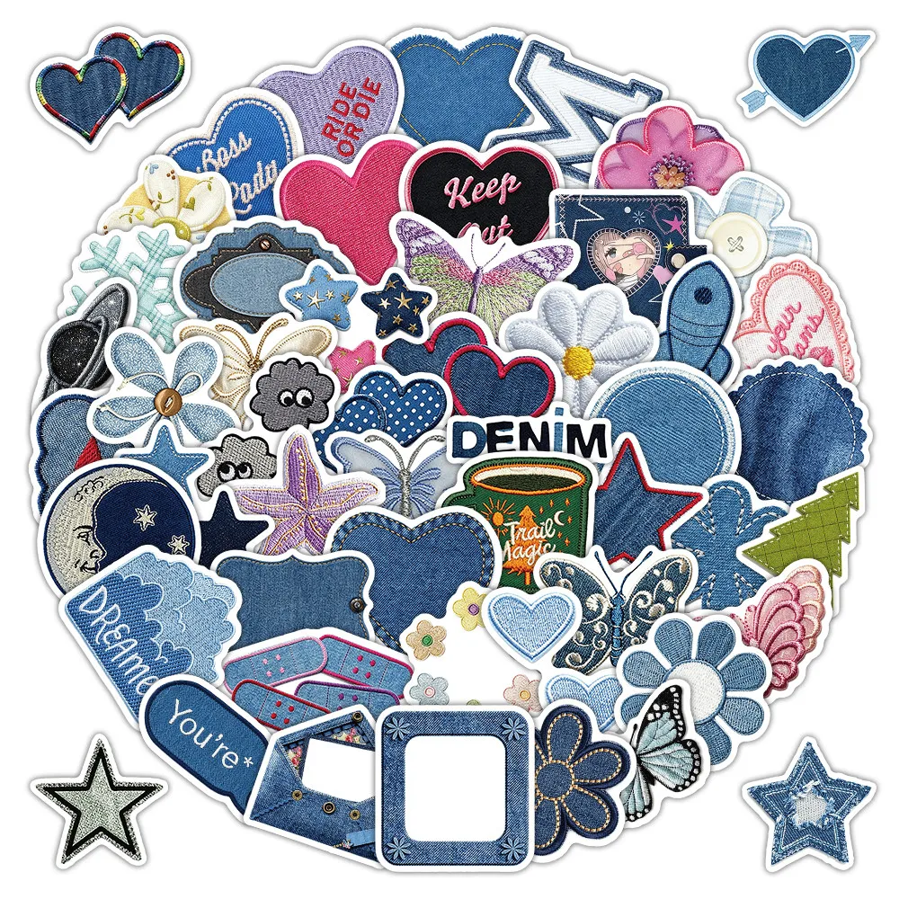 56Pcs Blue Denim Waterproof Stickers, Washed Jean Texture Decals for Skateboard, Luggage, Water Bottle & Phone AnimeWorlds Store