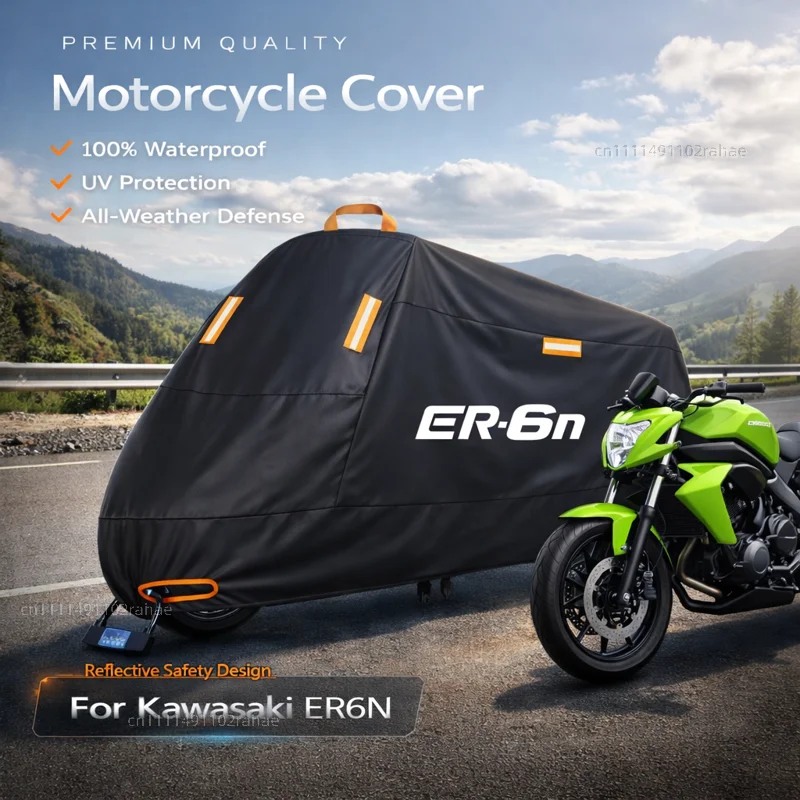 

For Kawasaki ER6N 6N ER-6N Outdoor Motorcycle Cover Waterproof Thickened Polyester UV Protective Rain Dust Sun All Weather Cover