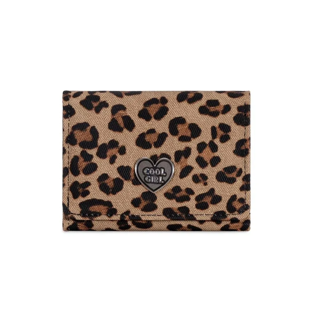 Anti-splash Water Portable Leopard Print Wallet Multiple Card Texture Short Square Purse Classic Retro PU Card Bag School