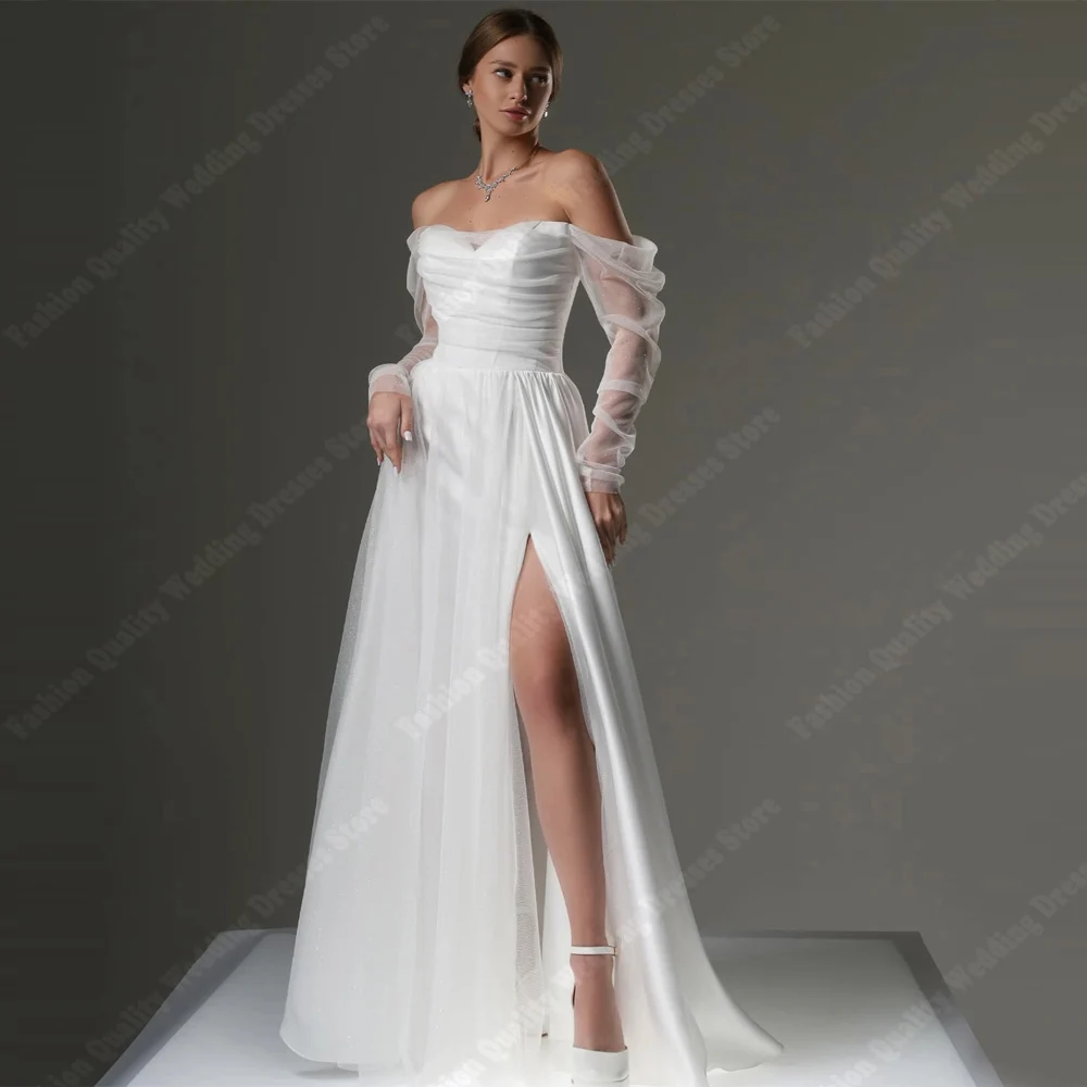 Elegant Women Wedding Dresses Off The Shoulder A-Line Bride Gowns Mopping Length Banquet Vestidos De Noivas casamento Customized