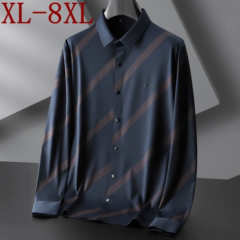 

8XL 7XL 6XL New Autumn High End Loose Shirt Men Brand Clothing Top Quality Long Sleeve Business Mens Shirts Casual camisa hombre