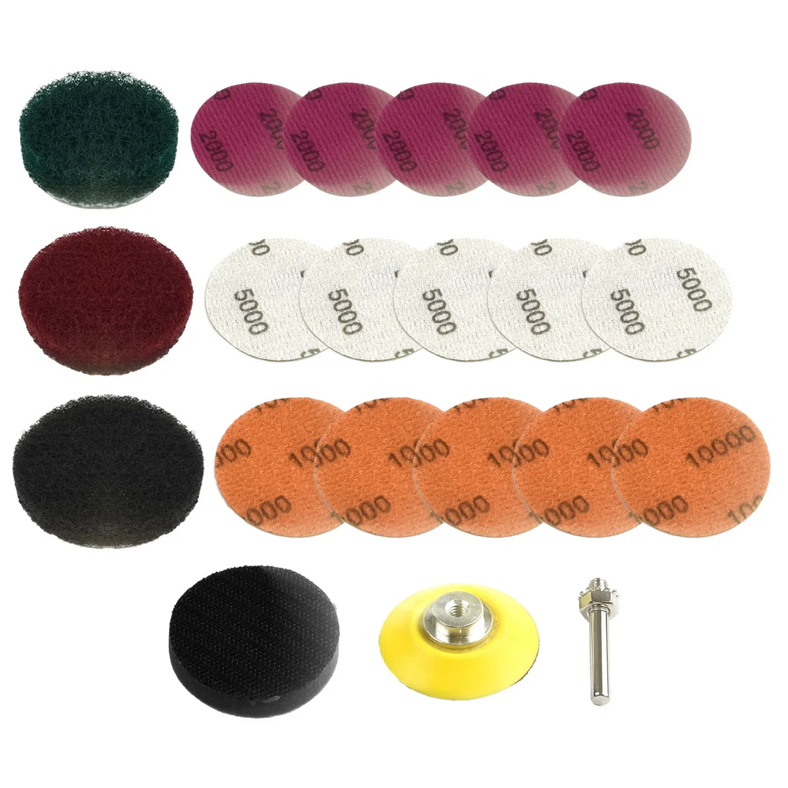 21Pcs 2 Inch 50mm Sandpaper Sanding Disc Soft Sponge Interface Buffering Pad Drill Adpter Set Headlight Abrasive Tools