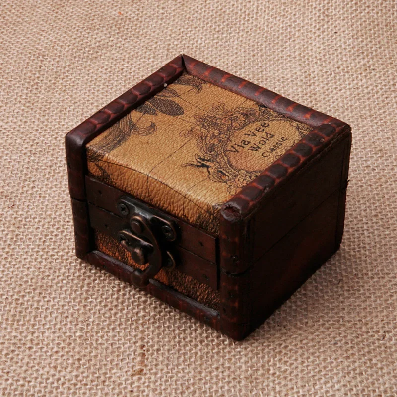 

Vintage Wooden Map Storage Box Case Jewellery Cufflinks Chest Small Gift A14_20