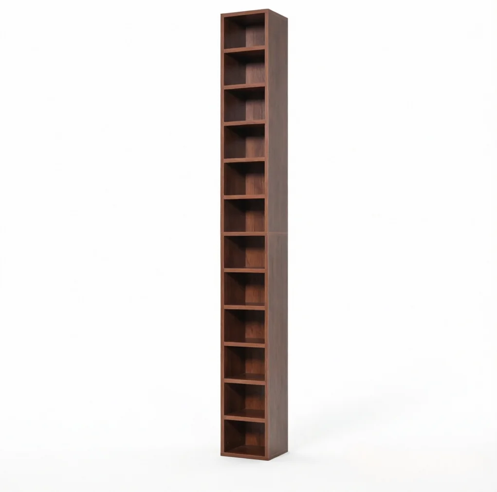 Tour de rangement pour CD marron, haute et étroite, avec 12 niveaux, 21x20x175 cm, support multimédia