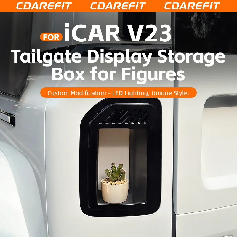 For iCAUR V23 Tailgate Extension Figure Box Transparent Display Cabinet Doll Figurine Ambient Light Special Modification