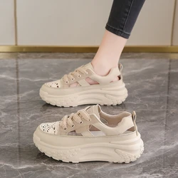 CRLAYDK Chunky Sneakers per donna Lace Hollow Out Platform Dad Shoes estate 2024 Fashion Casual Lace Up Walking Nurse Tennis