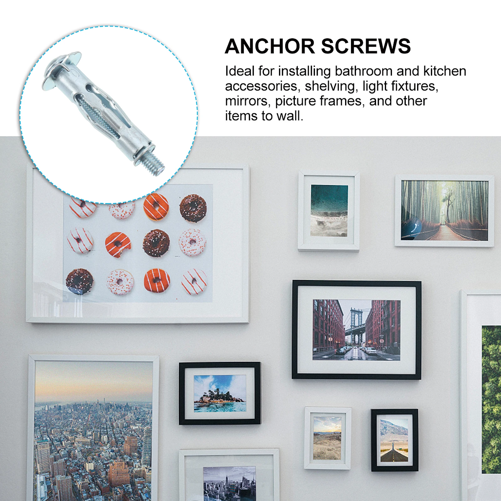 

20 pcs Heavy Duty Hollow Wall Anchors 65Mm Steel Cavity Fixer For Plasterboard With Anti-Rotation Barbs Tool Parts Fasteners