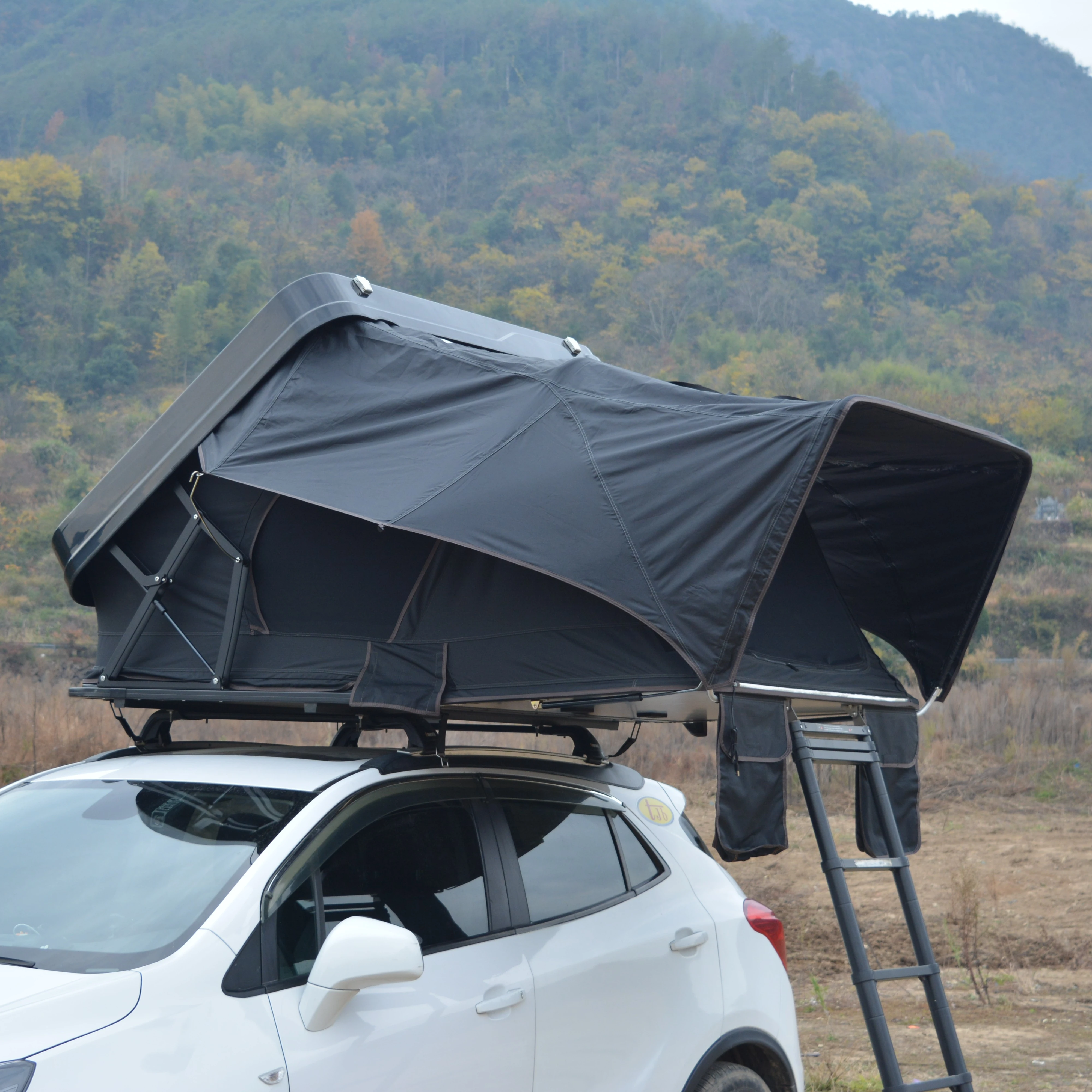 2025 Dachzelt Auto Camper Top 160cm 190cm Hard Roof Automatic Hardshell ABS New Roof Top Tent With LED Light For 4 Person