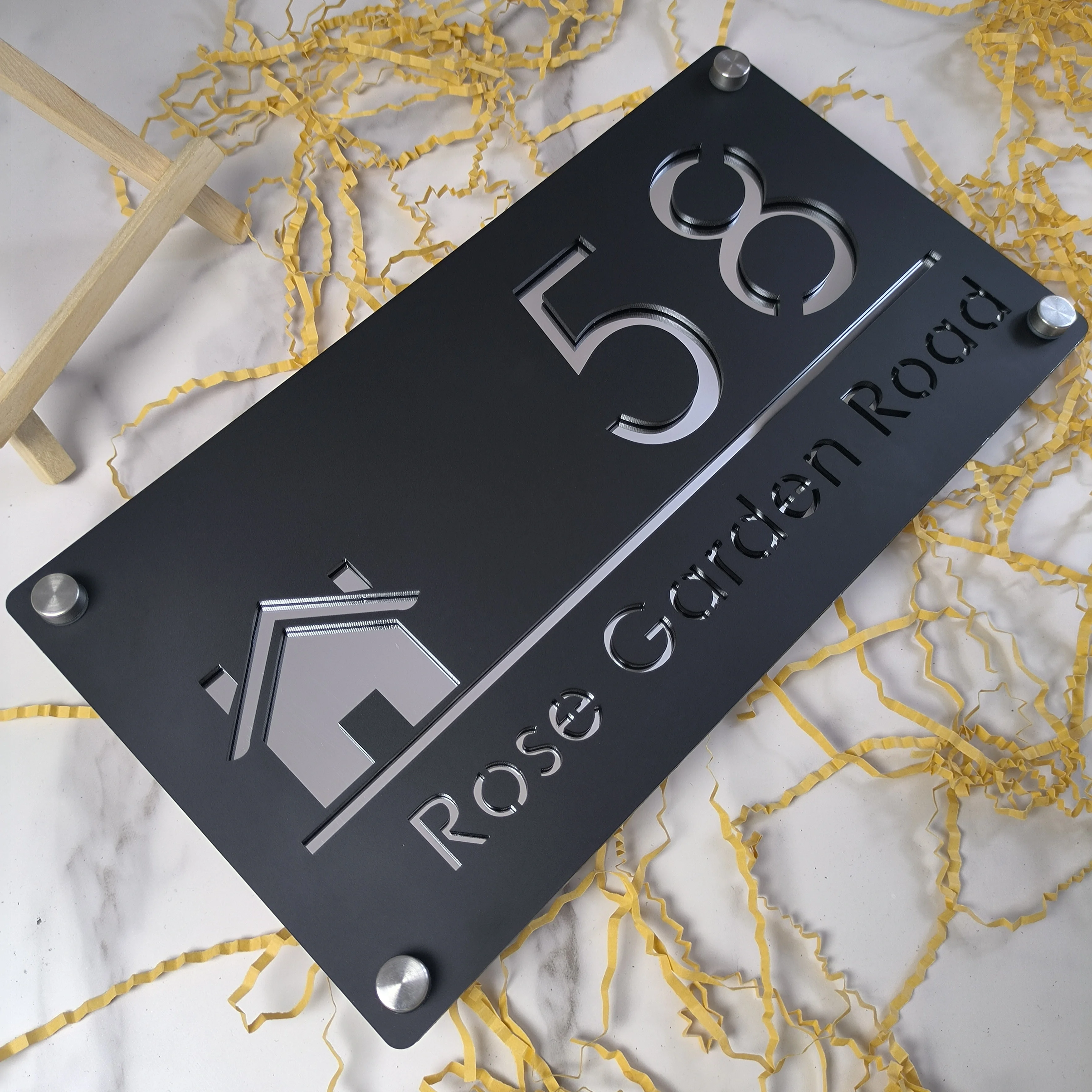 Custom Personalized Large 3D Acrylic House Number Sign Weatherproof Laser Cut Outdoor Address Plate Home Apartment Commercial