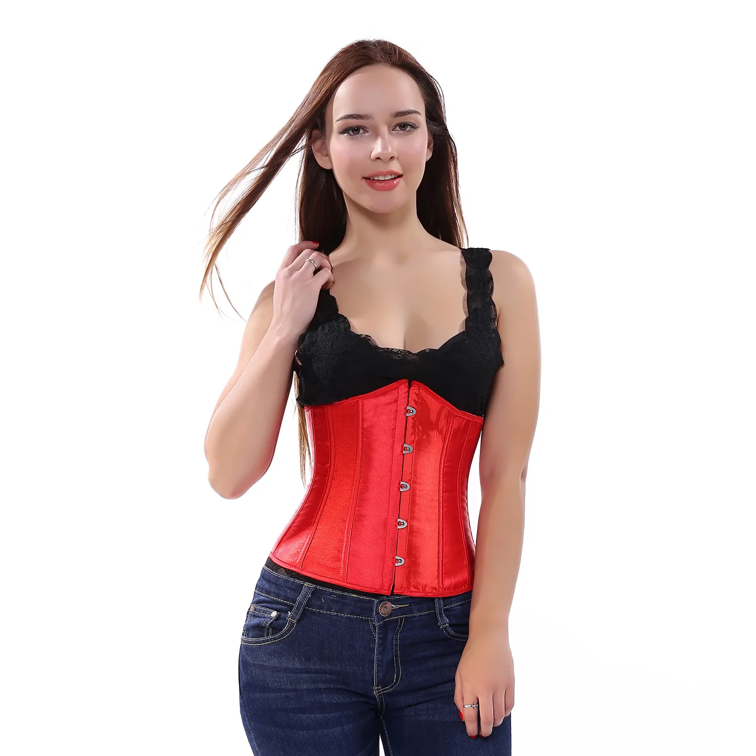 Underbust Corset Women Sexy Bustier Slimming Workout Shape Waist Trainer Girdles Cummerbunds Lace Up Corselet Lingerie Plus Size