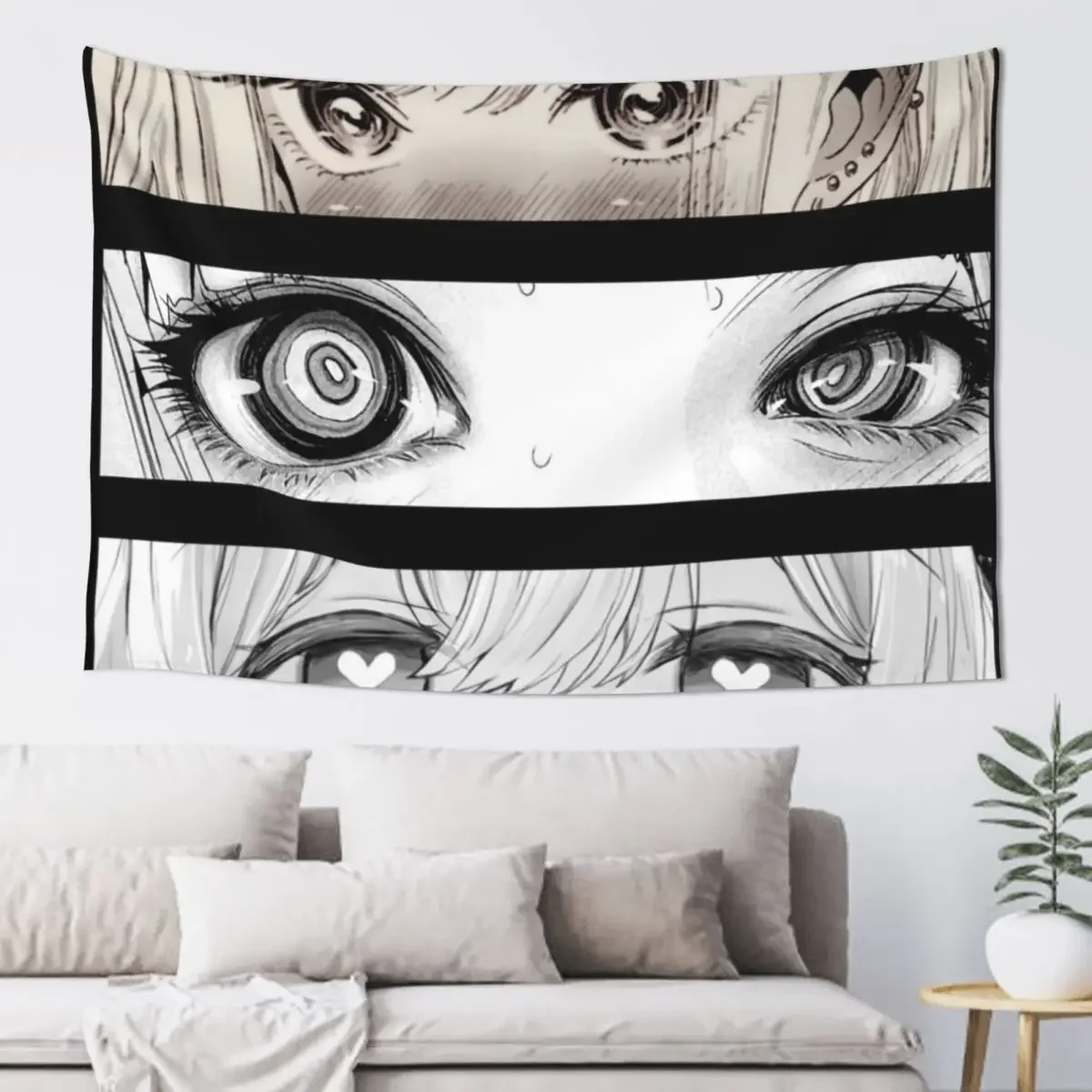 Lewd Manga Monochrome Eyes Bundle Tapestry Outdoor Decor Wall Decor Hanging Wallpapers Home Decor Room Cute Tapestry