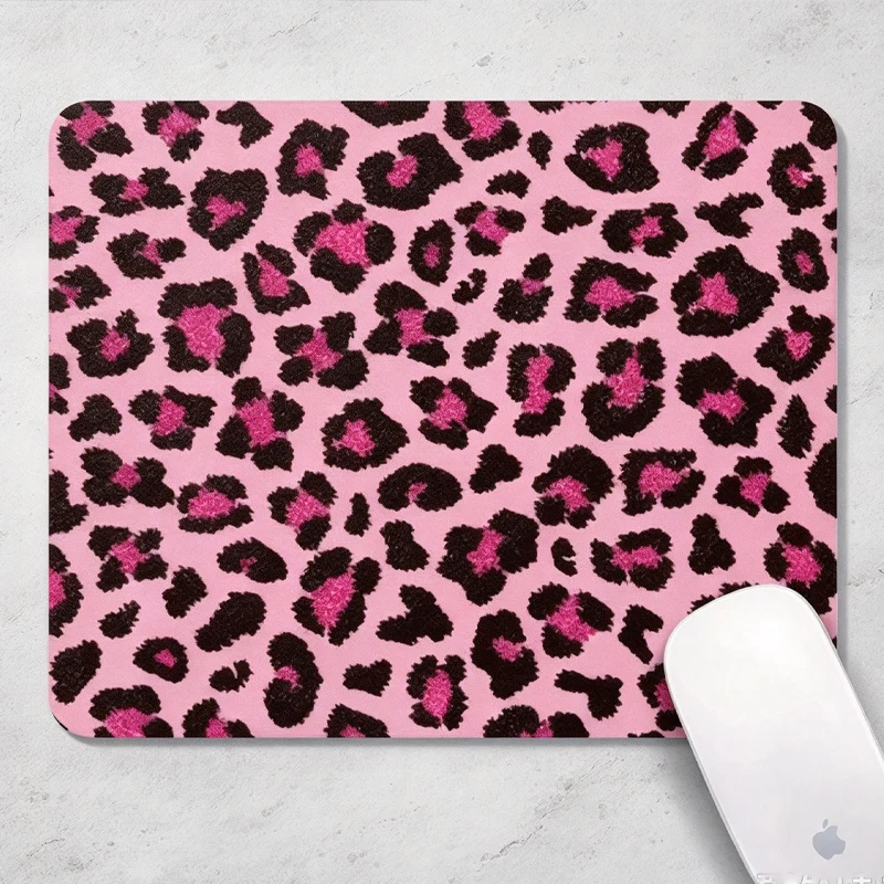 Pink Leopard Print Small Large Leather Mouse Pad Super Large Computer Table Mat Desk Pad Customization Decoration Office Mat