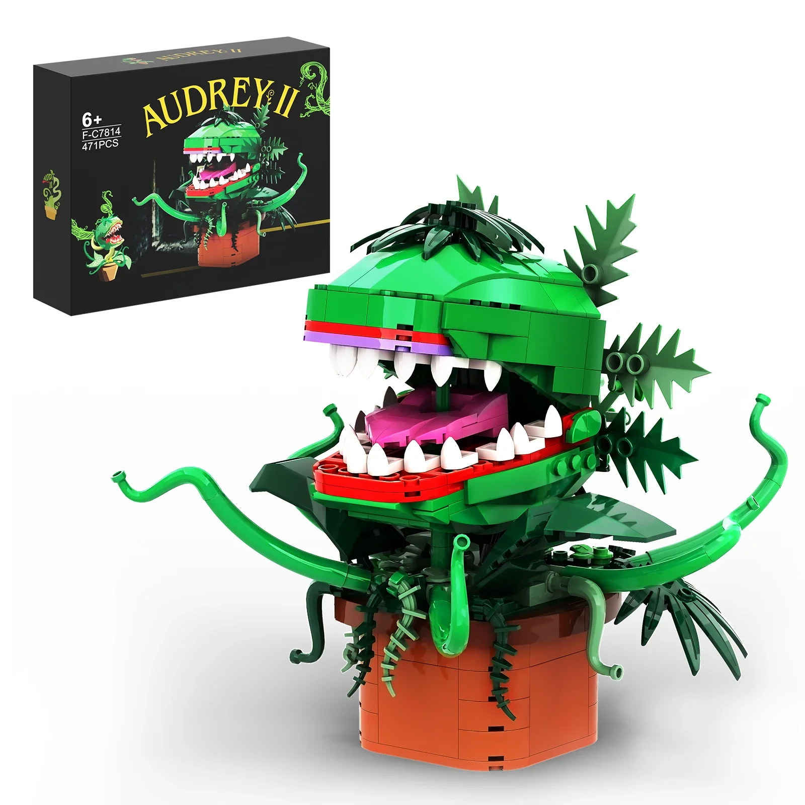 

Horror Crazy Florist Man-Eating Flower Building Blocks Kit 457 Pieces Scream Scary Plant Monster Model Brick Toys Halloween Gift