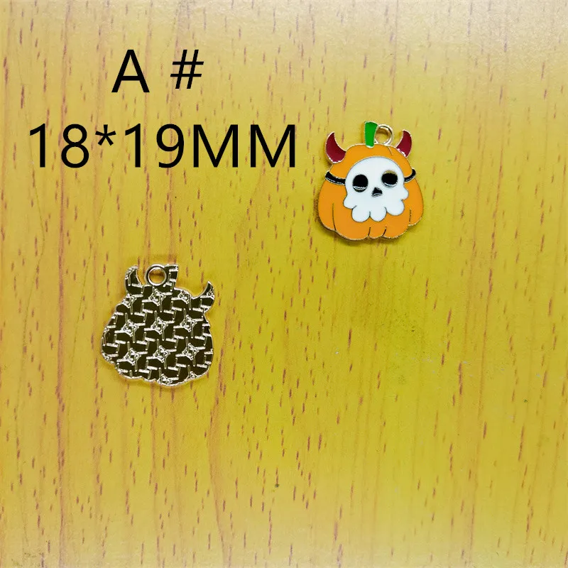 10pcs Cartoon Enamel Pumpkin Charms Gold Halloween Ghost Charm Pendants DIY Jewelry Accessory Bracelet Earrings Keychain Finding