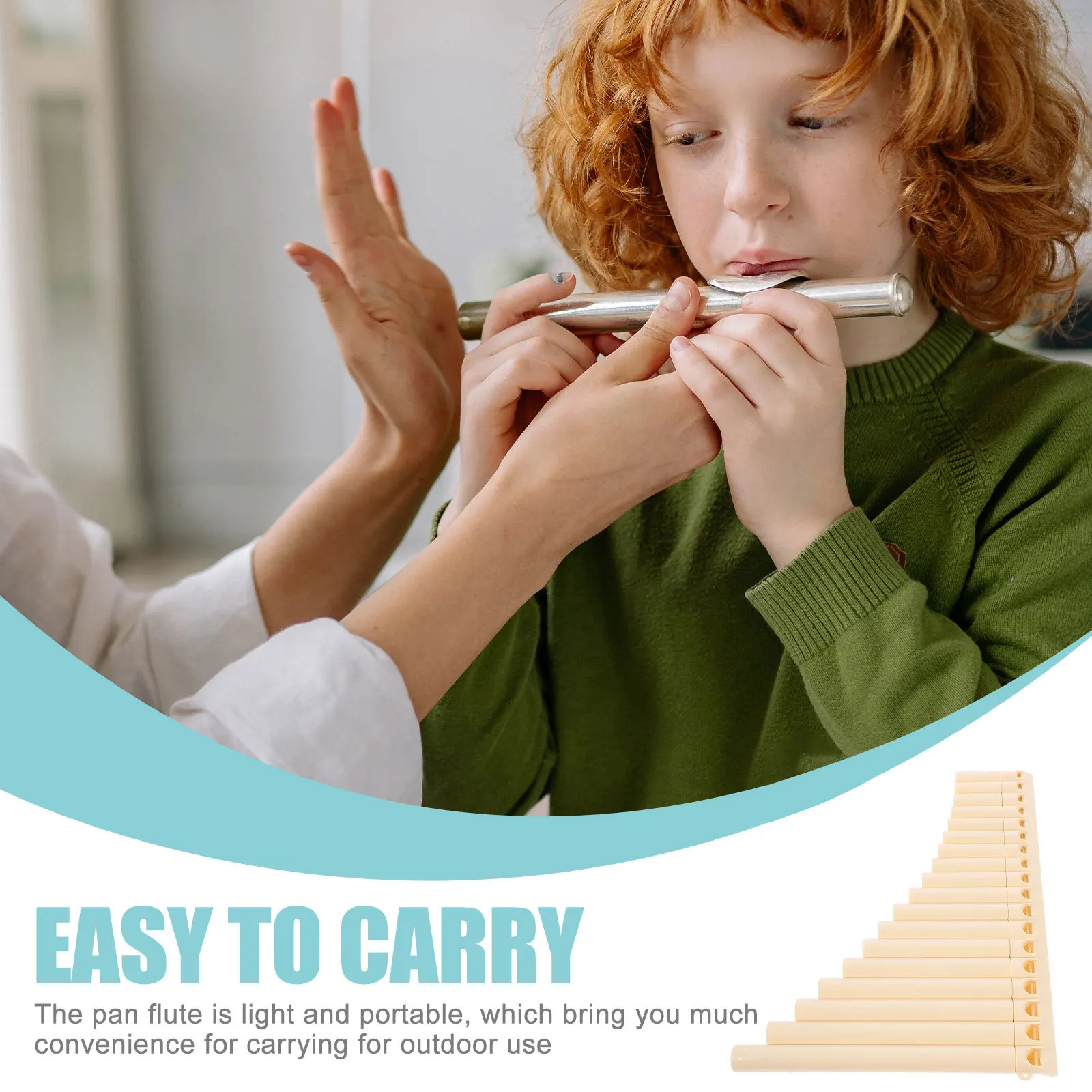 

1 set 1 Set Portable C Key 18-Tube Resin Pan Flute For Beginners Kids Beige Smooth Safe Design Full Sound Educational School