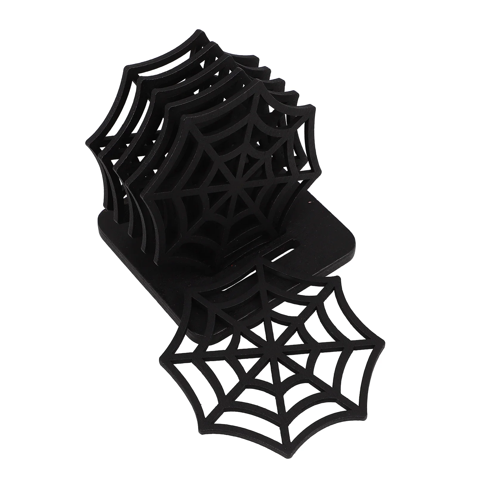 

Flashing Spider Web Coaster Party Wooden Hollow Out Spiderweb Coasters Placemat