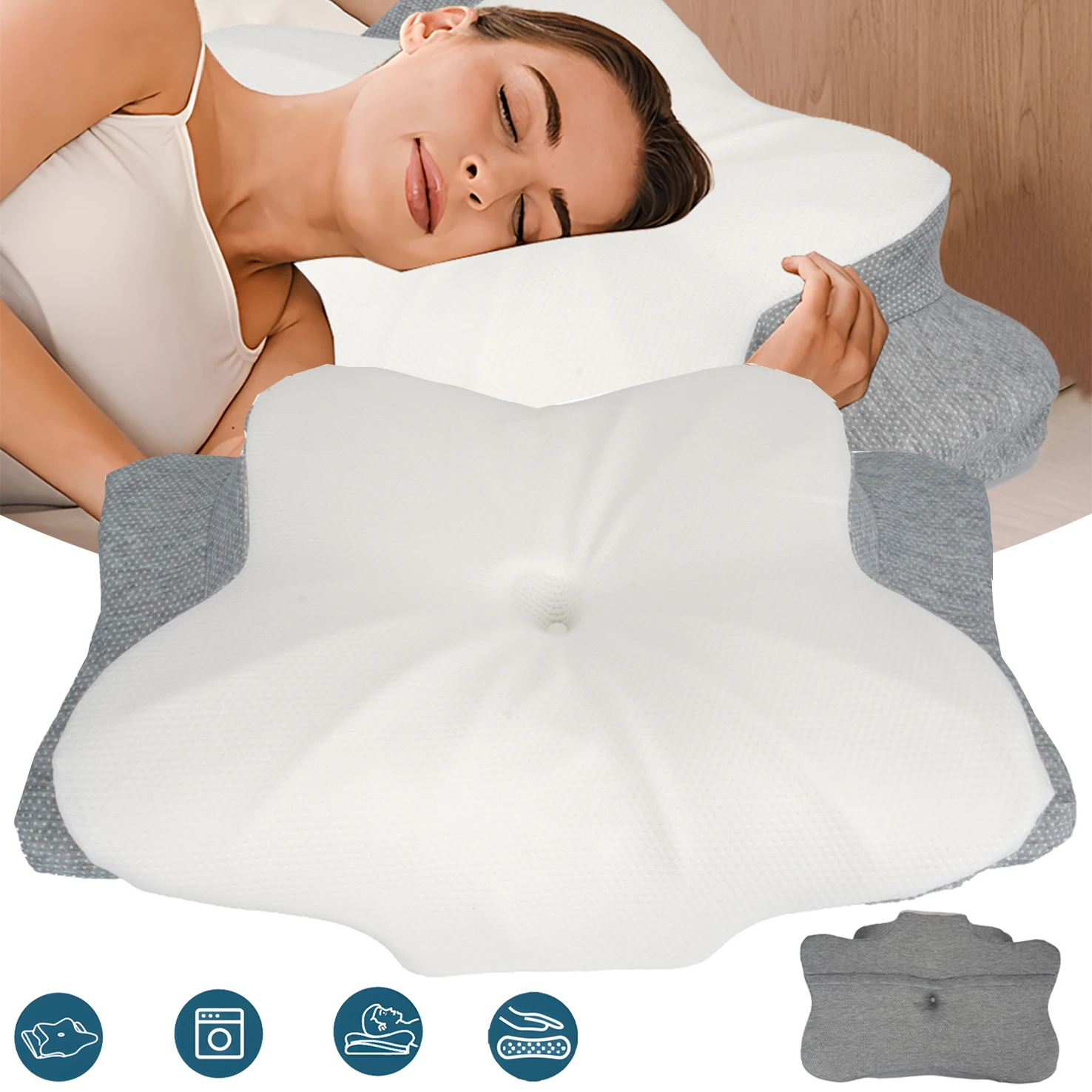 Cuscino cervicale per alleviare il dolore al collo e alle spalle, cuscino in memory foam con effetto rinfrescante e sagomatura ergonomica, cuscino di supporto per il collo con altezza regolabile,