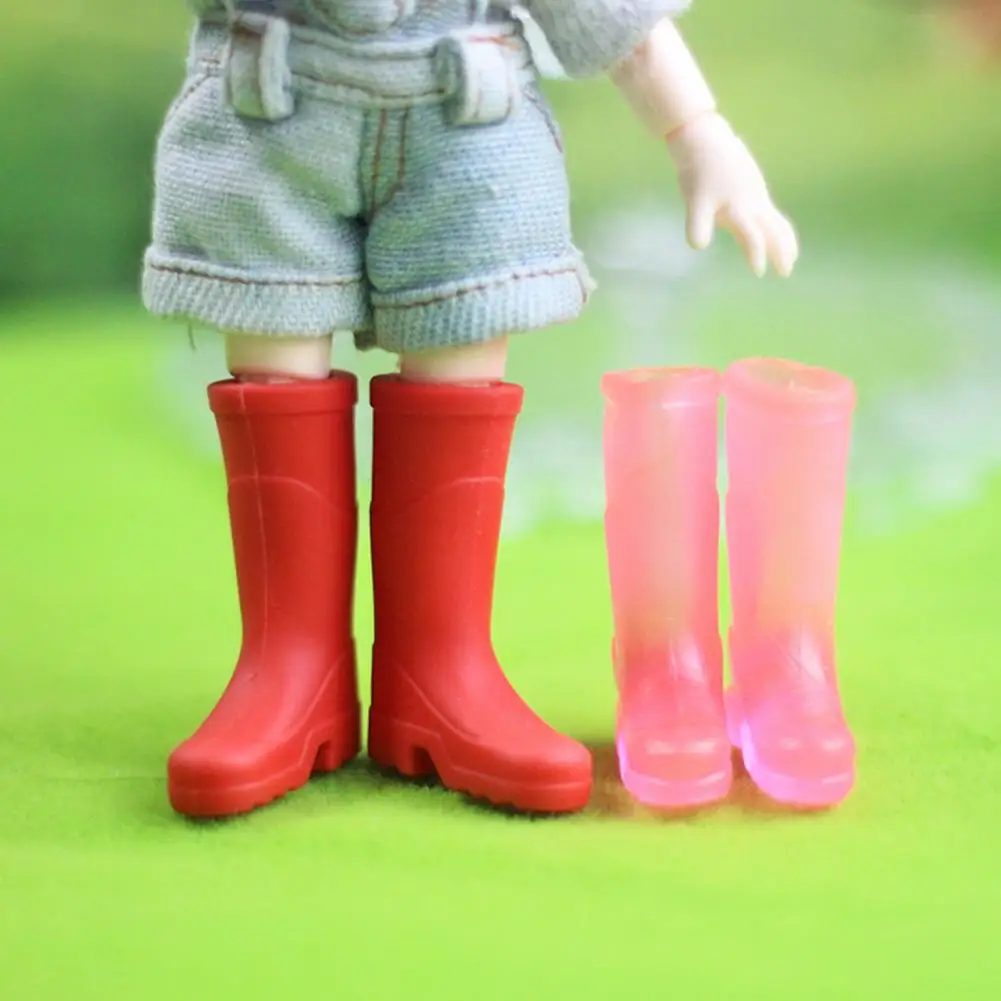 Miniature Rubber Boot Doll Rain Boots Dollhouse Miniature Rubber Rain Boots Set for Home Garden Decoration 1 Pair Long Boot Doll