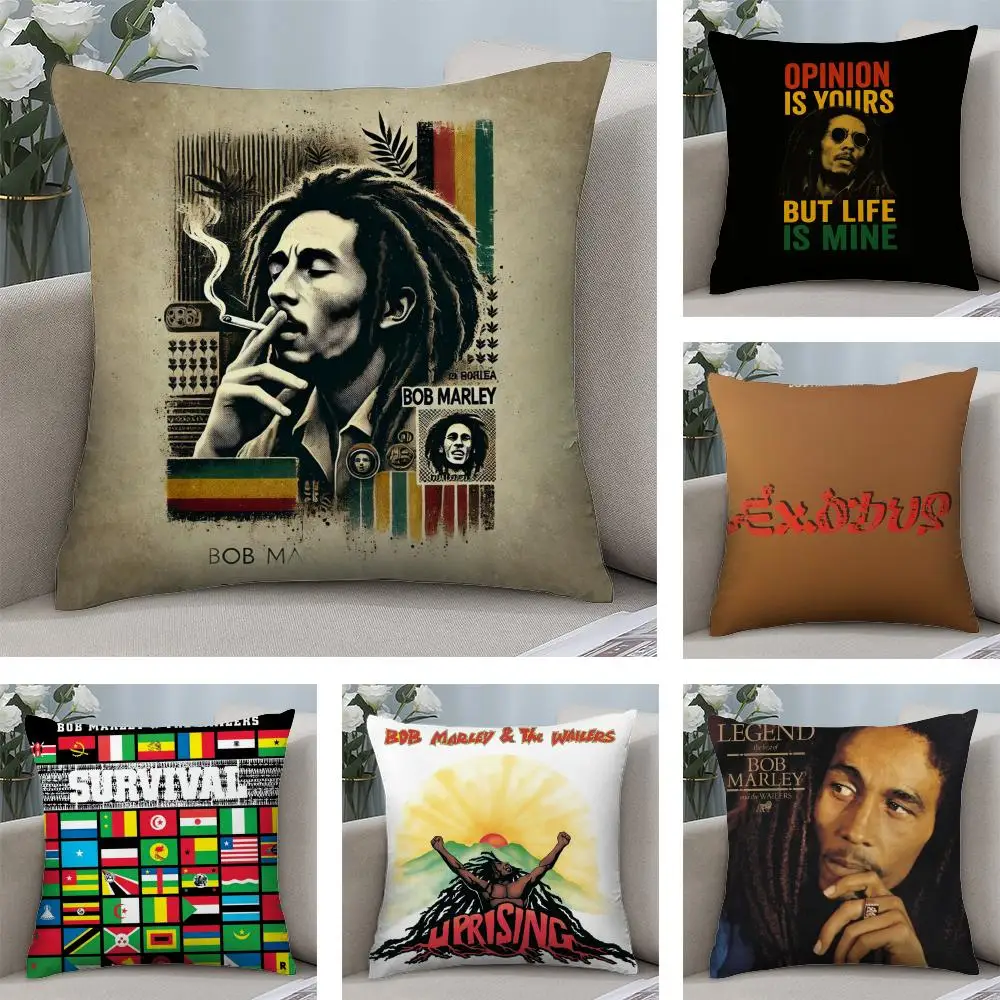 BobS Marley & T-The Wailers Cushion Cover Soft Plush Fabric Double-Sided Printed Sofa Cushion Cover for All Seasons Home Decor