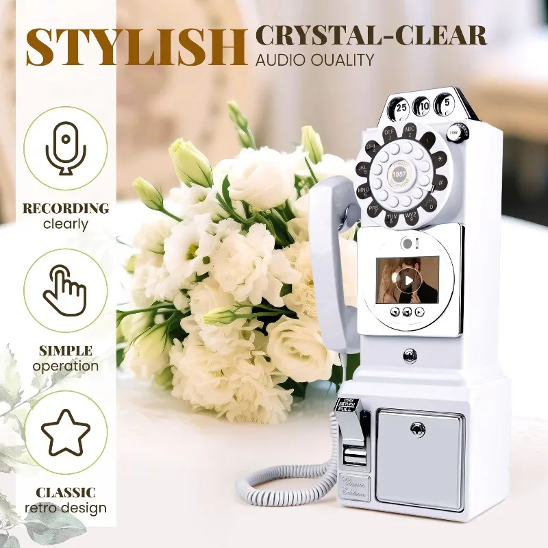 New 1080P HD Video Guest Book - Antique Wall Phone Camera for Wedding/Birthday/Graduation Events