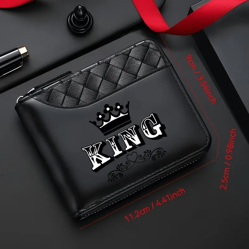 Crown Print Zipper Wallet Diamond Pattern Splicing PU Multi-Card Large Capacity Coin Document Integrated Short Leather Purse
