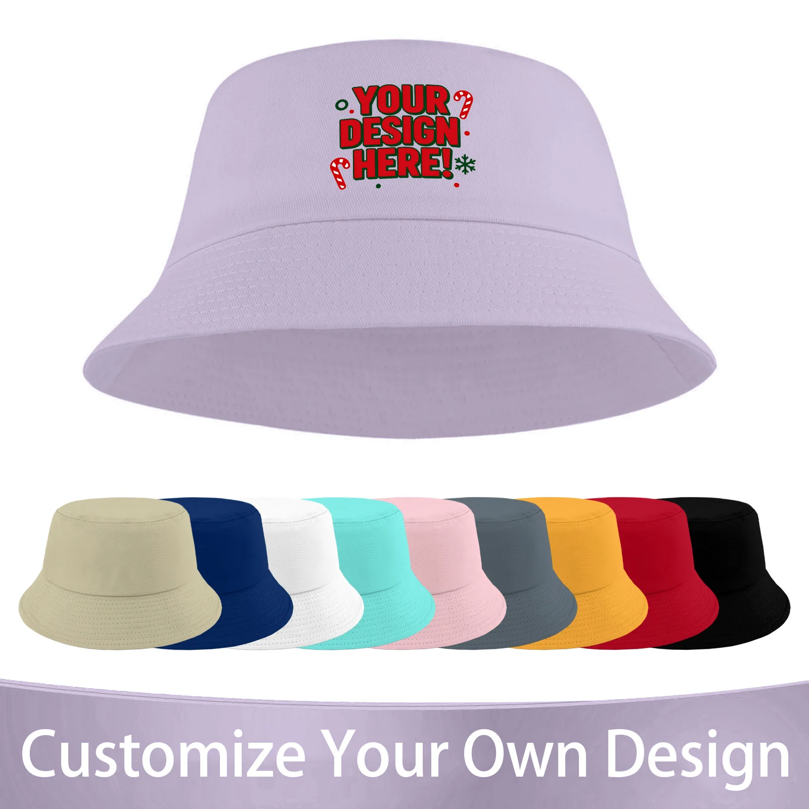 Custom Cotton Bucket Hat Personalized Photo Logo Text Printed Sun Hat Unisex Outdoor Cap for Fishing Camping Hiking Travel