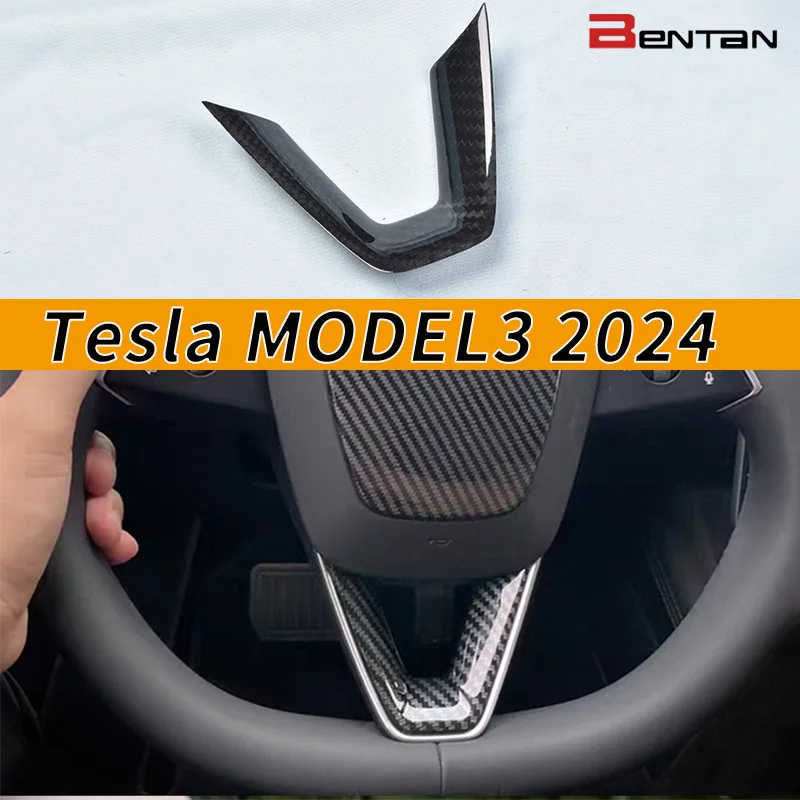 

Applicable to Tesla Model 3 Highland 2024 Genuine Carbon Fiber Steering Wheel U-Shaped Protecting Cover Steering Wheel Patch