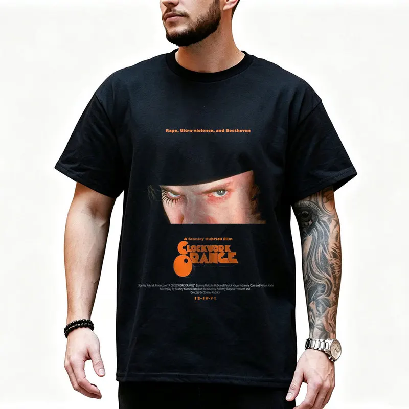 A Clockwork Orange Vintage 90s Graphic T‑Shirt 0907 Dystopian Movie Alex Droogs Print Short Sleeve Punk Gothic Streetwear Tees