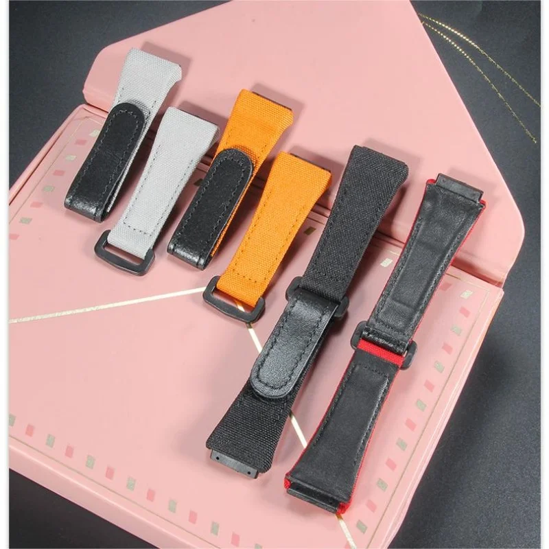 For RICHARD MILLE RM50 RM53 Nylon canvas waterproof men\'s watch strap Ring buckle leather Bracelet Screw style watchband 25mm