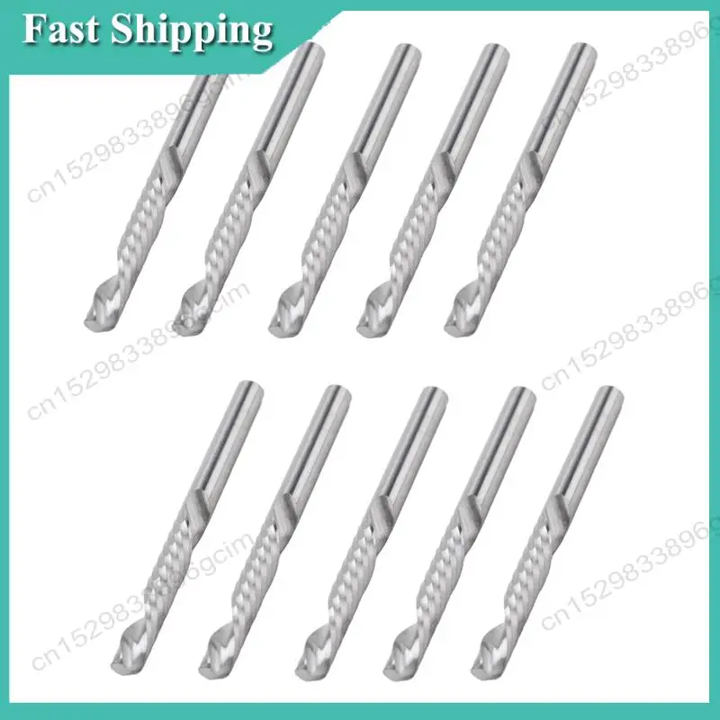 -BABQ 10 Pack CNC Router Bits 1/8 Inch Shank Spiral Upcut Router Bit Single Flute End Mill Set Milling Cutter Tungsten Steel Eng