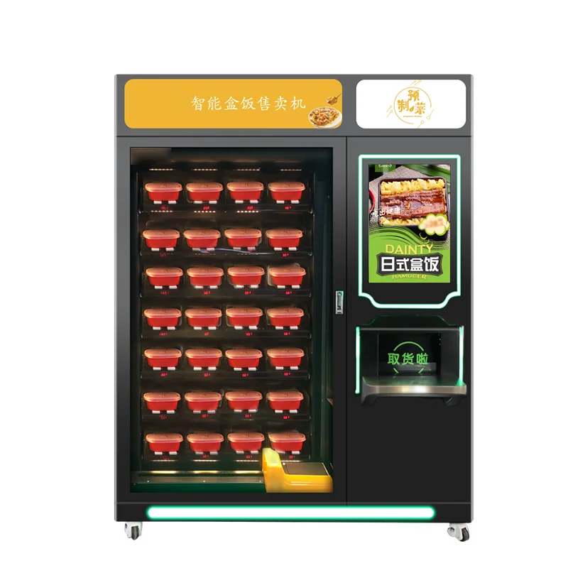 Hot Food Vending Machine Custom Commercial Automatic 24H Self Service Lunch Box Bread Sandwich Dispenser