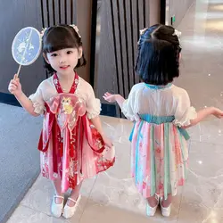 Girls Hanfu Summer Chinese Style Children's Dress Cheongsam 2025 New Fashion Princess Dress Baby Short Sleeve Summer Dress