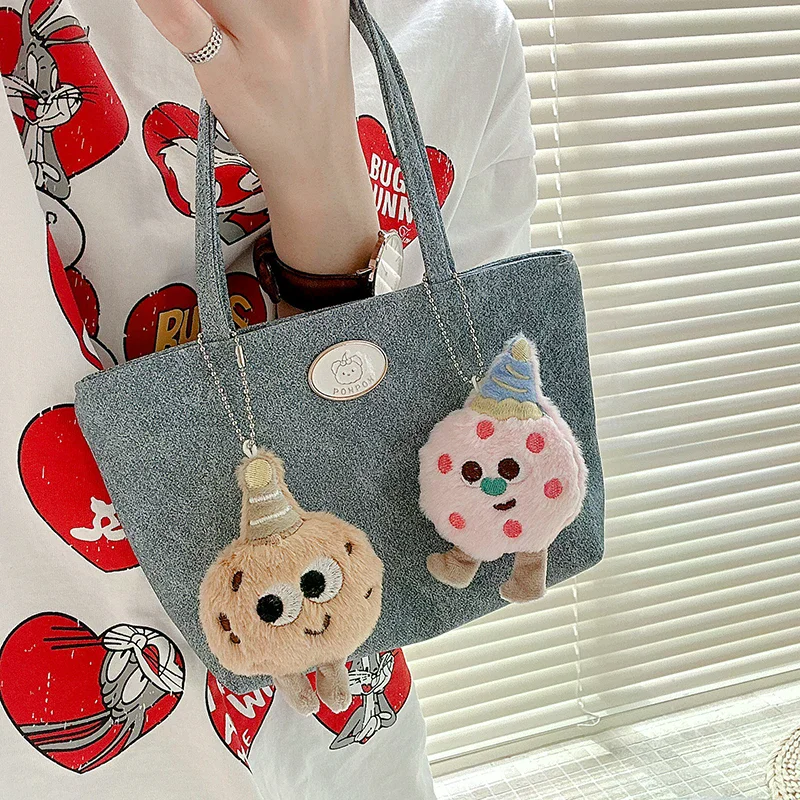 /GJ/Cartoon Plush Cookies Keychain Cute Stuffed Doll Lovely Bag Pendant Key Hanging Decoration For Girls Gift Creative