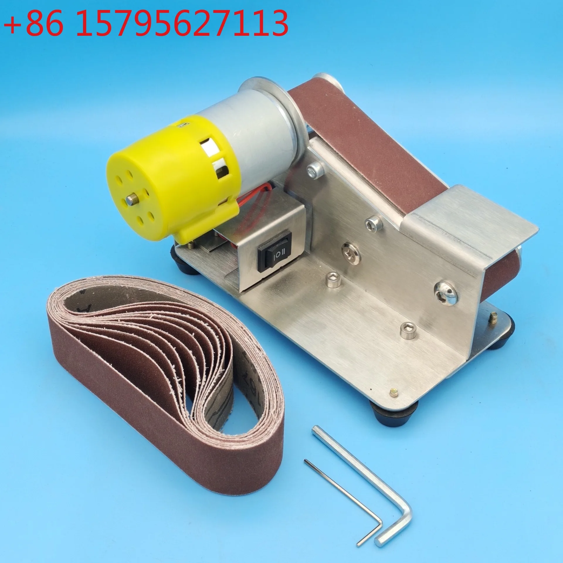 

Miniature 15 degree multifunctional small mini electric belt sander polishing machine woodworking grinding knife sharpening