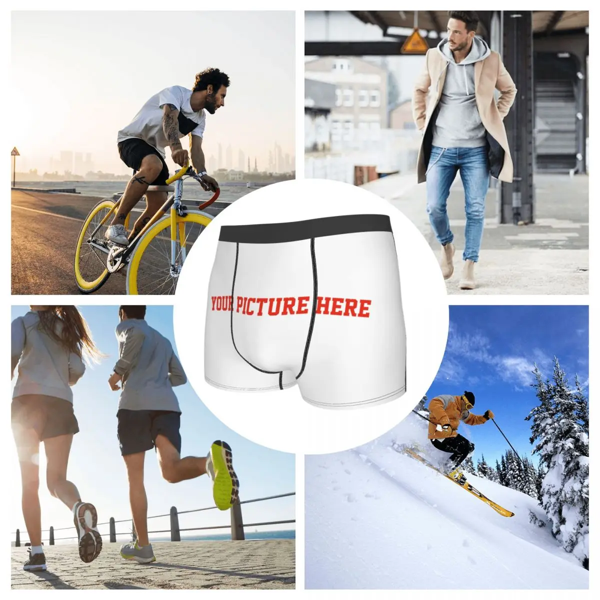 Your Picture Here Underpants Homme Panties Male Underwear Ventilate Shorts Boxer Briefs